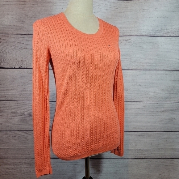 TOMMY Hilfiger Knit Round Neck Pullover Sweater Orange Size Small - Picture 5 of 7